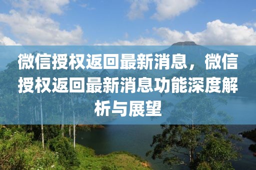 微信授權返回最新消息，微信授權返回最新消息功能深度解析與展望