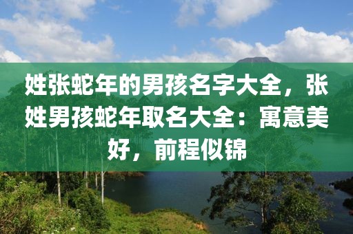 姓張蛇年的男孩名字大全，張姓男孩蛇年取名大全：寓意美好，前程似錦