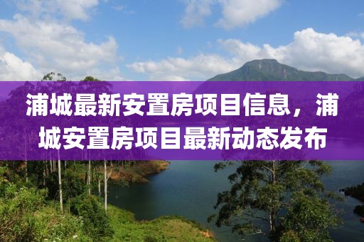 浦城最新安置房項目信息，浦城安置房項目最新動態(tài)發(fā)布