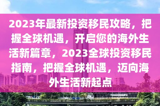 2023年最新投資移民攻略，把握全球機遇，開啟您的海外生活新篇章，2023全球投資移民指南，把握全球機遇，邁向海外生活新起點