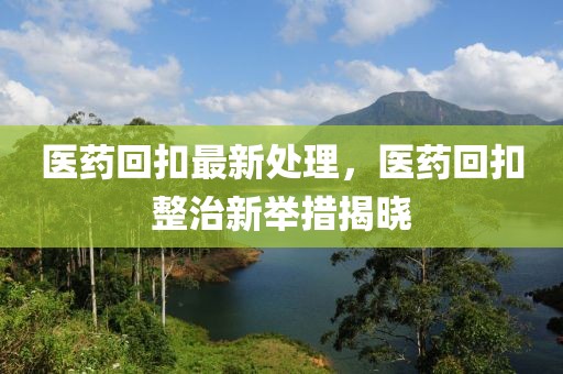 醫(yī)藥回扣最新處理，醫(yī)藥回扣整治新舉措揭曉