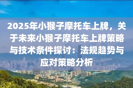 2025年小猴子摩托車上牌，關(guān)于未來小猴子摩托車上牌策略與技術(shù)條件探討：法規(guī)趨勢與應(yīng)對策略分析