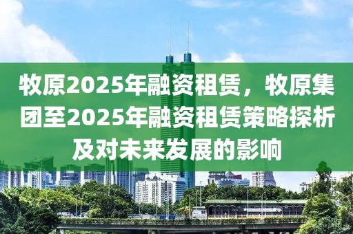 牧原2025年融資租賃，牧原集團至2025年融資租賃策略探析及對未來發(fā)展的影響