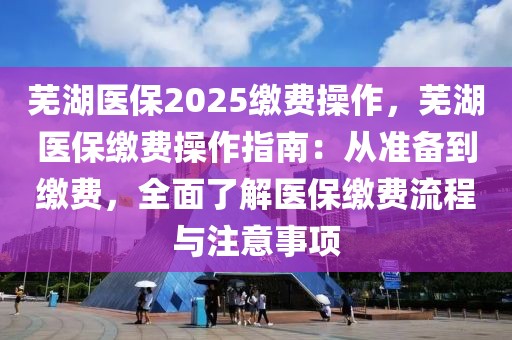 蕪湖醫(yī)保2025繳費操作，蕪湖醫(yī)保繳費操作指南：從準備到繳費，全面了解醫(yī)保繳費流程與注意事項