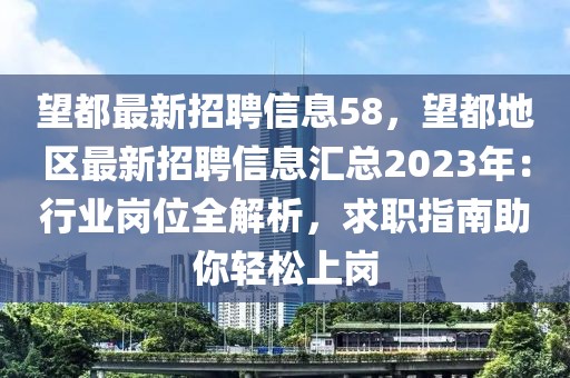 望都最新招聘信息58，望都地區(qū)最新招聘信息匯總2023年：行業(yè)崗位全解析，求職指南助你輕松上崗