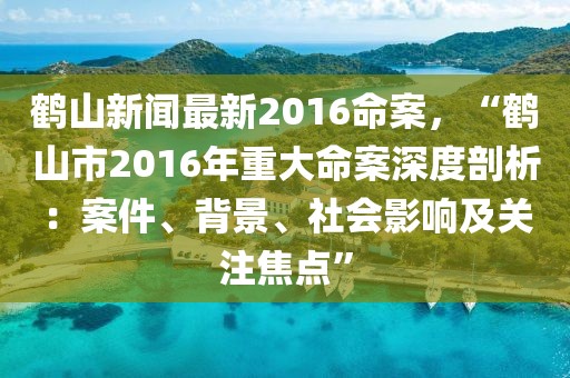 鶴山新聞最新2016命案，“鶴山市2016年重大命案深度剖析：案件、背景、社會影響及關注焦點”