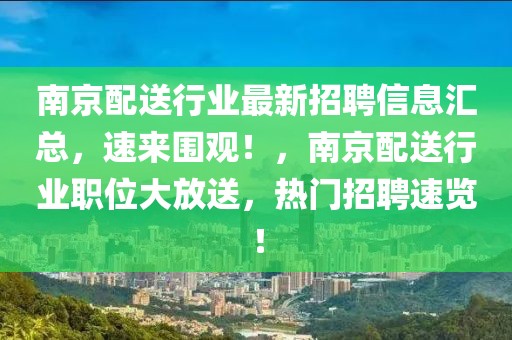 南京配送行業(yè)最新招聘信息匯總，速來圍觀！，南京配送行業(yè)職位大放送，熱門招聘速覽！