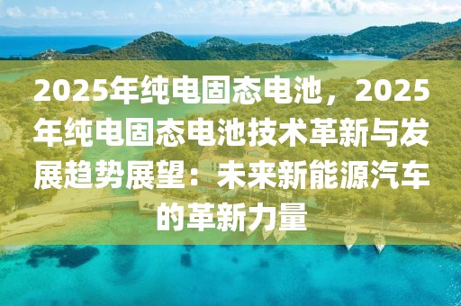 2025年純電固態(tài)電池，2025年純電固態(tài)電池技術(shù)革新與發(fā)展趨勢展望：未來新能源汽車的革新力量