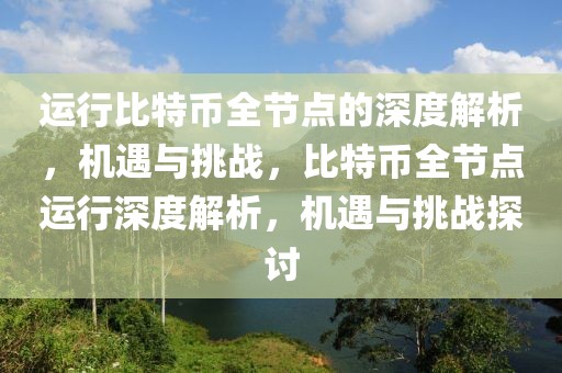 運(yùn)行比特幣全節(jié)點(diǎn)的深度解析，機(jī)遇與挑戰(zhàn)，比特幣全節(jié)點(diǎn)運(yùn)行深度解析，機(jī)遇與挑戰(zhàn)探討