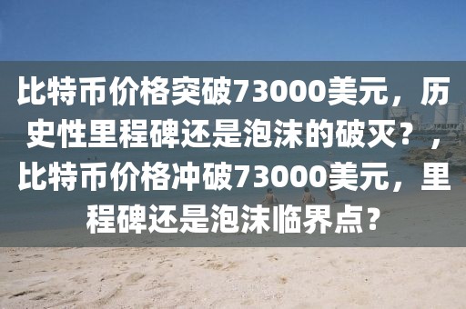 比特幣價格突破73000美元，歷史性里程碑還是泡沫的破滅？，比特幣價格沖破73000美元，里程碑還是泡沫臨界點？