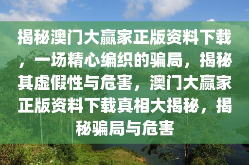 揭秘澳門大贏家正版資料下載，一場精心編織的騙局，揭秘其虛假性與危害，澳門大贏家正版資料下載真相大揭秘，揭秘騙局與危害