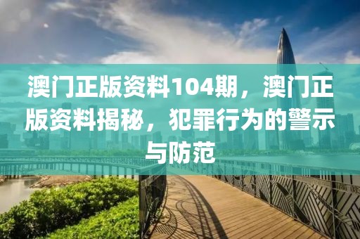 澳門正版資料104期，澳門正版資料揭秘，犯罪行為的警示與防范