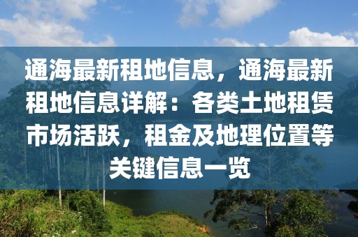 通海最新租地信息，通海最新租地信息詳解：各類土地租賃市場活躍，租金及地理位置等關(guān)鍵信息一覽