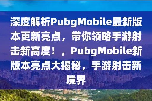 深度解析PubgMobile最新版本更新亮點，帶你領略手游射擊新高度！，PubgMobile新版本亮點大揭秘，手游射擊新境界